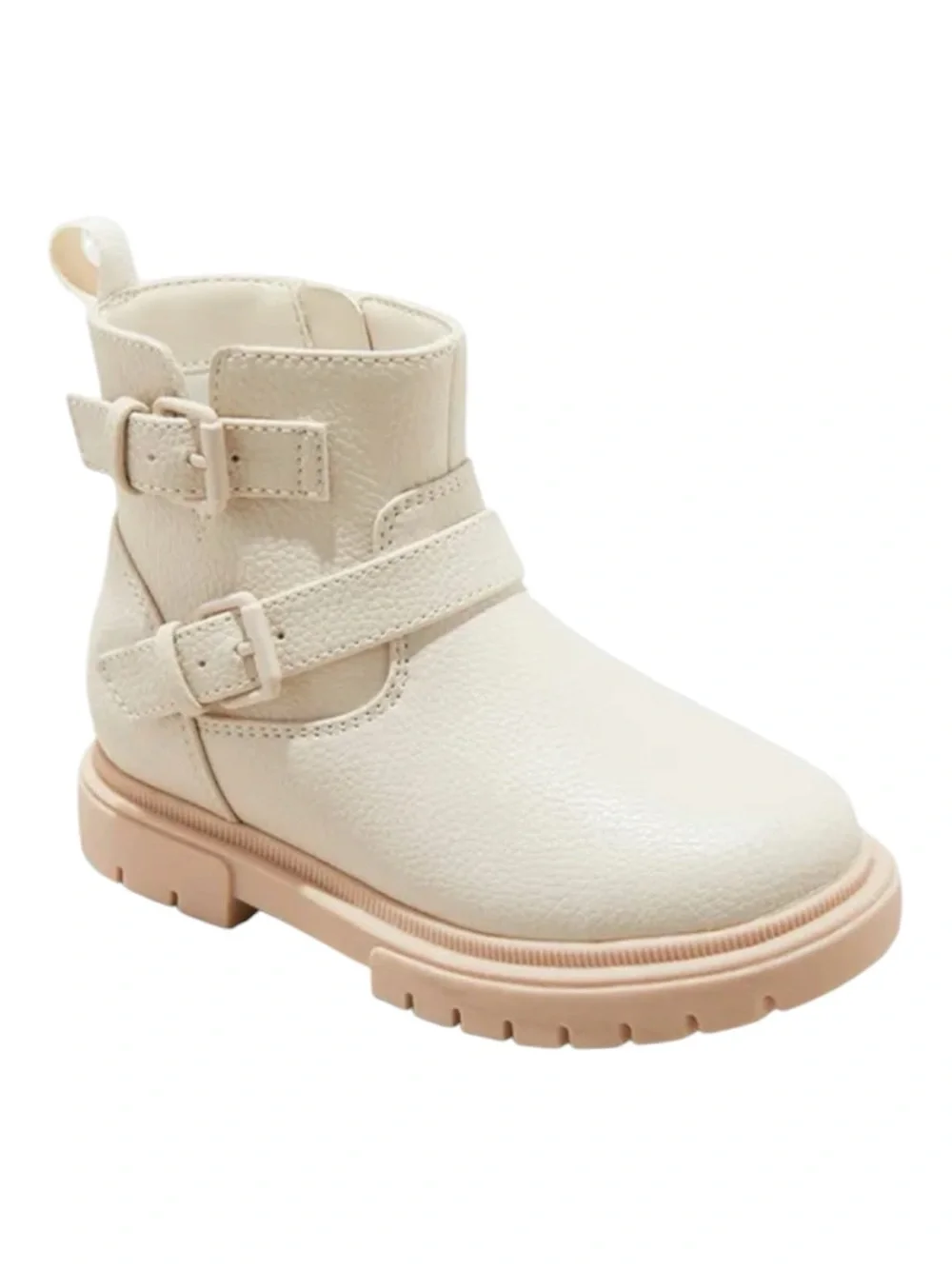 Cat & Jack Toddler Girl Evie Buckle Moto Cream Boots